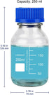 Round Media Storage Bottles with GL45 Blue Screw Cap, Borosilicate Glass Clear Wide Mouth Graduated Round Reagent Media Storage Lab Glass Bottle, ...