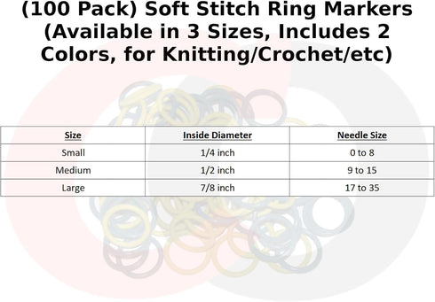 (100 Pack) Soft Stitch Ring Markers, Red & Blue (Small Size for Needle Sizes 0-8, for Knitting/Crochet/etc)...