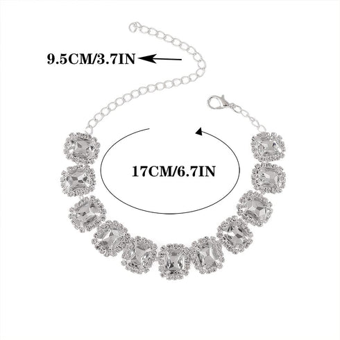 Crystal Anklets Silver Anklet Bracelets Sparkly Foot Chain Adjustable Foot Jewelry for Women...