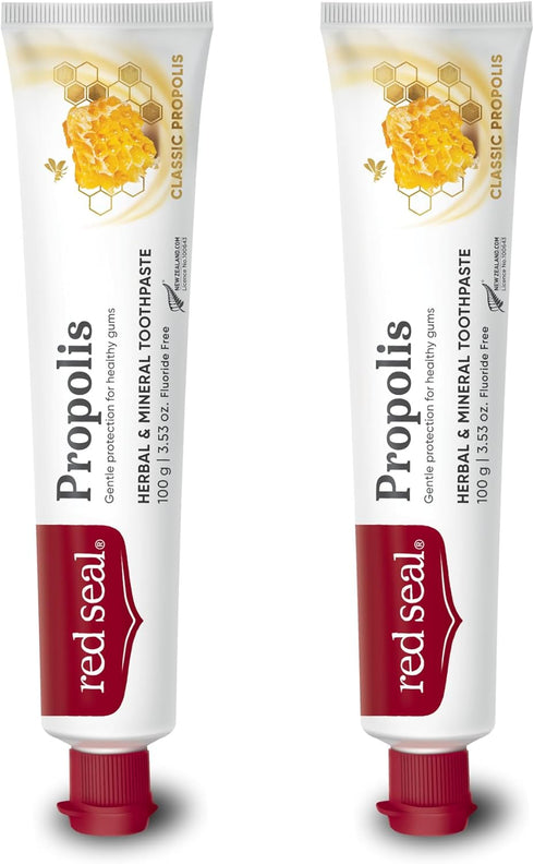 Red Seal Propolis Herbal & Mineral Natural Toothpaste - Fluoride Free, Organic, NATRUE Certified Natural- Supports Natural Gum Health and Oral Hyg...