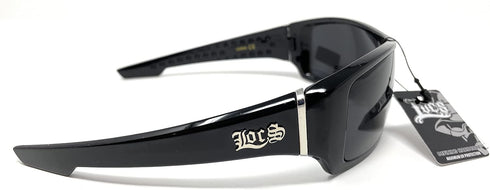 Locs Men's Rectangular Hardcore Black Wrap 63mm Sunglasses (Cursive Logo)...