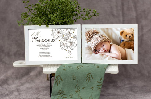 First Grandchild Gift for New Grandparents - Poetry Frame (White)...