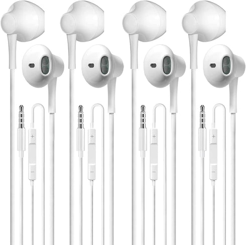 Wired Earbuds Pack of 4, in-Ear Wired Earphones with Microphone Volume Control, Powerful Heavy Bass, High Definition, Headphones Compatible with A...
