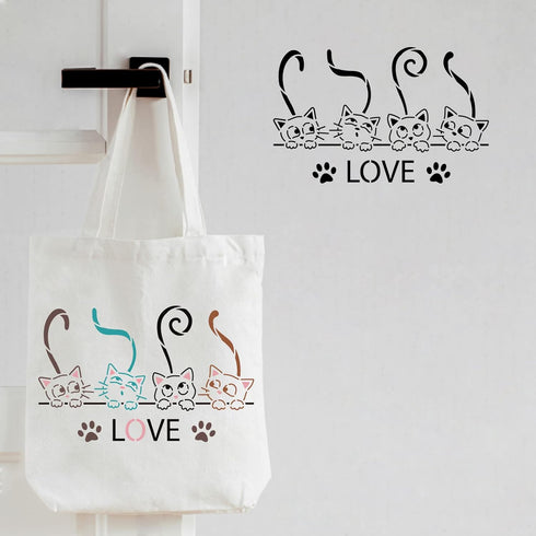 FINGERINSPIRE Cat Stencils 11.7x8.3 inch Love Cat Pattern Stencil Reusable Cat Stencil Cat Paw StencilsCat Theme Painting Template Pet Friend Anim...