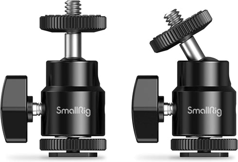 SmallRig 1/4" Camera Hot Shoe Mount, Ballhead Tripod with Additional 1/4" Screw, 2pcs Pack - 2059...