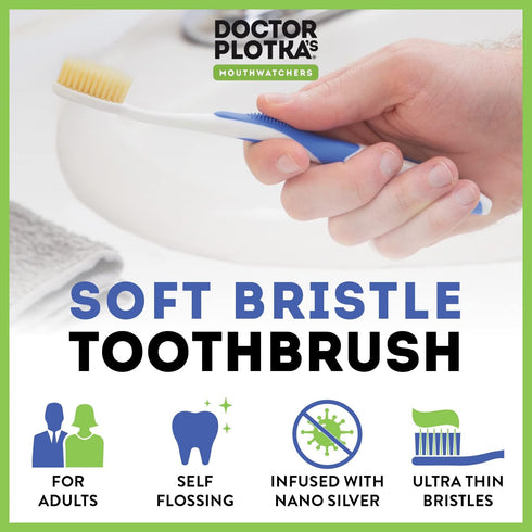 MOUTHWATCHERS Dr Plotkas Extra Soft Flossing Toothbrush Manual Soft Toothbrush for Adults | Ultra Clean Toothbrush | Good for Sensitive Teeth and ...