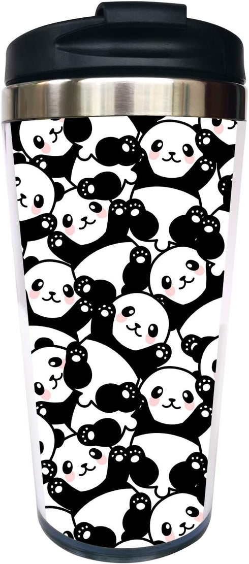 Waldeal Cute Panda Travel Coffee Mug with Flip Lid, Animal Stainless Steel Water Bottle Tumbler Cup 15 OZ for Men Women Kids...