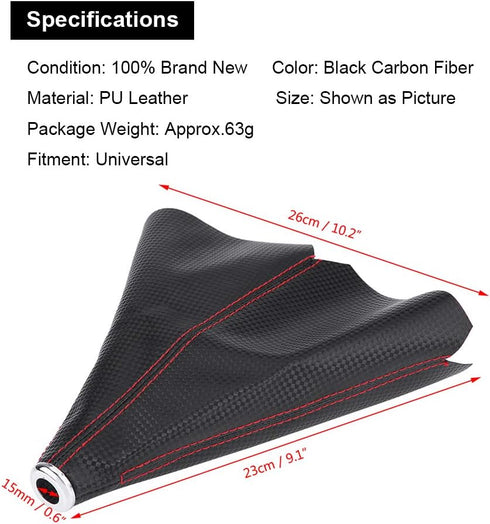 Auto/Manual Gaiter Boot Cover Gear Shift Knob Cover, Universal PU Leather Gear Shifter Knob Dust Cover Boot Gear Gaiter Cover Black Bright Red Sti...