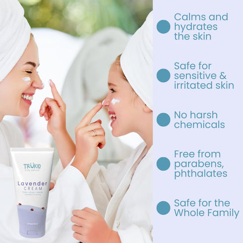 TruKid Lavender Skin Cream for Kids - Hydrates & Moisturizes Sensitive Skin, All Natural Ingredients, Enriched with Shea Butter, Cocoa, Grape Seed...