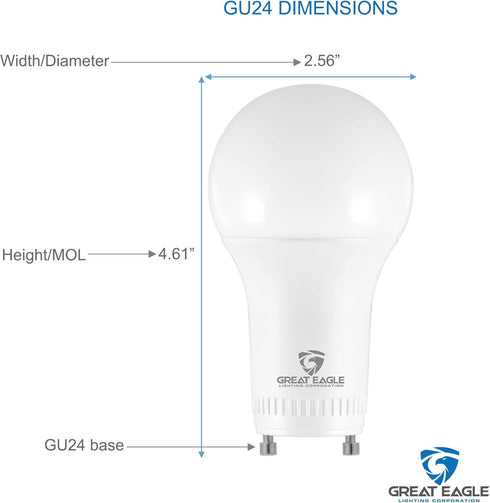 Great Eagle Lighting Corporation 60W GU24 LED Light Bulb, Non Dimmable, 4000K Cool White, UL, Twist-in 2 Prong (8-Pack)...