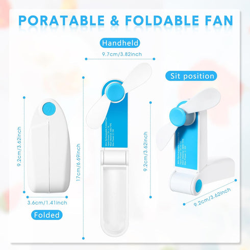 3 Pack Portable Pocket Fans Handheld Mini Fan Portable Foldable Fan Personal Travel Fan Hand Fan Summer USB Rechargeable Desk Fans for Home Women ...