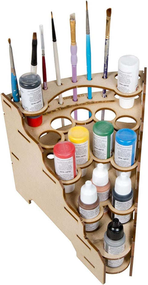 The Broken Token Modular Paint Rack w/ 26mm Holes - 45° Wedge - Multiple Organizer for Paint Bottles, Pots, and Brushes in Tiered Layout - Customi...
