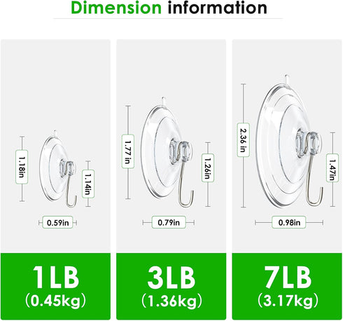 HangerSpace Suction Cup Hooks, 12 Packs Combo Set Clear PVC Suction Cups with Metal Hooks Removable Suction Cups for Kitchen Bathroom Shower Wall ...