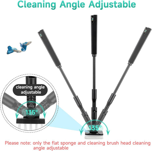 hygger Small Aquarium Cleaning Tools, 4 in 1 Fish Tank Cleaner Kit with Handle,Fish Net,Algae Scraper,Clean Brush,Flat Sponge...