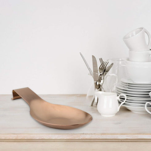 Stainless Steel Spoon Rest, Spatula Ladle Holder, Stainless Steel Utensil Spoon Rest Holder, Brushed Finish, Dishwasher Safe 9.8 x 3.7 Inch (Rose ...