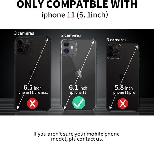 HOGGU Compatible for iPhone 11 case,Crossbody Wallet Case Leather with Card Holder,Kickstand,Magnetic Closure Flip Folio Zipper Purse,Adjustable R...