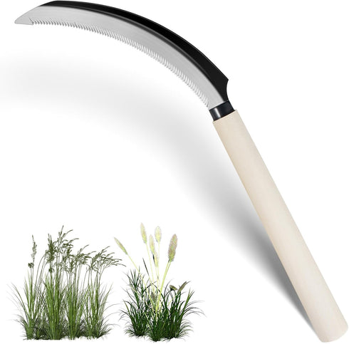 Sod Cutter Japanese Weeding Sickle, Japanese Weeding Tool with Sawtooth, Hand Sickle Weeding Tools for Garden, Hand Hoe Garden Tool, Light Serrati...
