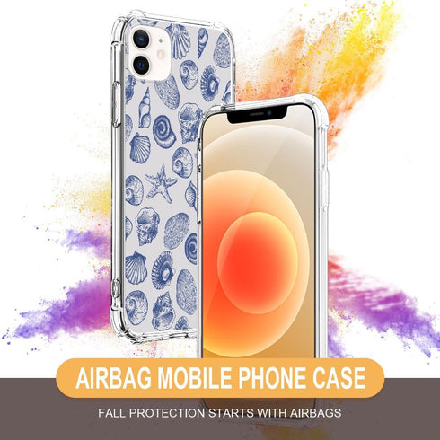 DAIZAG Case Compatible with iPhone 11,Cute Blue Seashell Phone Case for Girl Women,Four Corner Airbag Transparent Soft Clear Phone Case for iPhone...