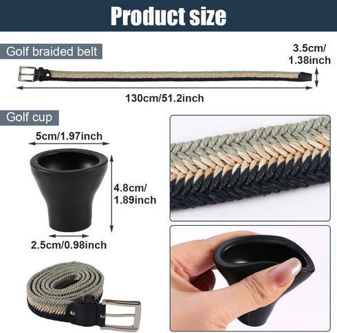 Adjustable Golf Belt for Men, Web Belt, Stretch Braided Casual Belt, Woven Elastic Bels for Jeans Shorts, with Golf Cup...