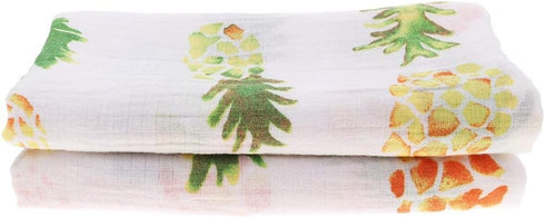 Muslin Swaddle Square Blankets Baby Receiving Blanket Wrap Swaddle Towel for Girl Shower Gift - Big Pineapple...