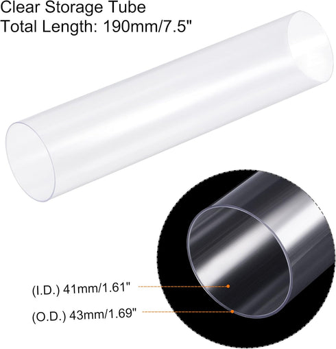 MECCANIXITY Clear Storage Tube 1 5/8"x7.5"(41mmx190mm) Lightweight for Bead Containers, Craft, DIY with White Caps 2 Pack...