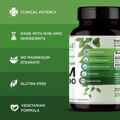 EMERALD LABS MSM 1000mg - Joint, Liver & Immune Support Supplement with Methylsulfonylmethane - Gluten-Free & Additive-Free - 200 Vegetable Capsul...