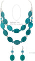 2 Layered Chunky Beaded Shell Necklace for Women Sea Shell blue/yellow/red/green/turquoise/teal/white Statement Necklace and Earring Set Elegant W...