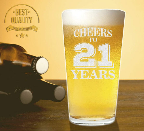 Veracco Cheers To 21 Years Twenty First Pint Beer Glass 21st Birthday Gift For Him Her (Clear, Glass)...