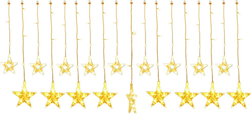TOFU Star Curtain Lights, 108 Led 12 Stars Remote Window Curtain String Lights Plug in with 8 Flashing Modes Decoration for Christmas, Wedding, Be...