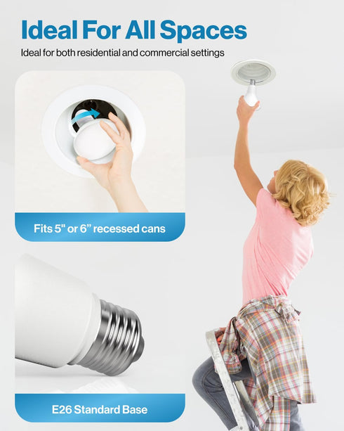 Sunco 12 Pack BR30 LED Bulb, Indoor Flood Lights CRI93 11W Equivalent 65W 5000K Daylight 850 Lumen, E26 Base, 25000 Lifetime Hours Interior Home D...