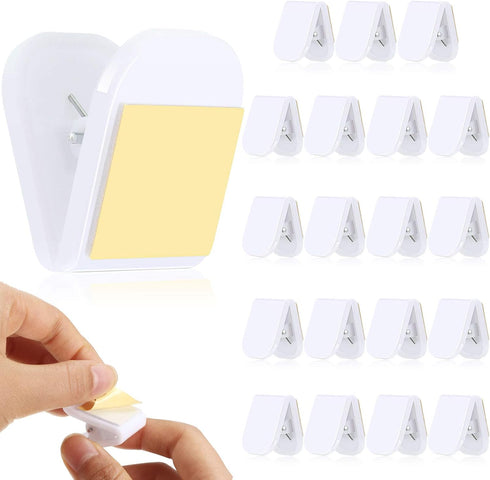 20 Pieces Self Adhesive Clips Plastic Clips for Hanging Sticky Wall Clips Small Spring Clips for Poster Photo Wall Teacher Student Home Applicatio...