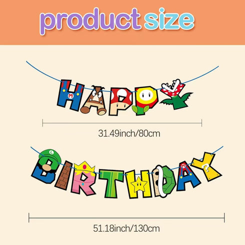 Game Bro Birthday Banner Birthday Decorations,Game Characters Theme Super Cartoon Birthday Party Supplies Party Favors,Video Game Theme Birthdays ...