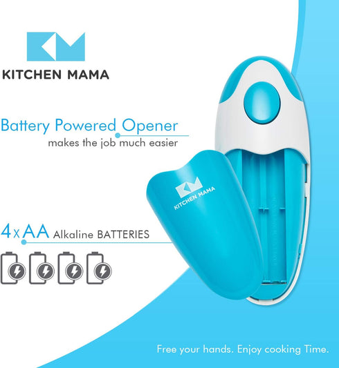 Kitchen Mama Auto Electric Can Opener: Safe, Easy with One Touch, Smooth Edge, Battery Operated, Cordless, Automatic Can Opener for Seniors with A...