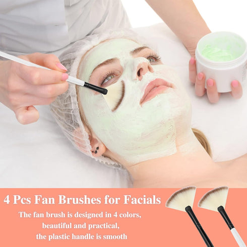 4 Pcs Facial Brushes Fan Mask Brushes, Soft Facial Applicator Brushes Tools for Peel Glycolic Mask Makeup...