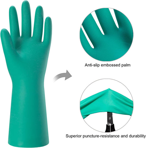 Bamllum 2 Pairs Reusable Kitchen Gloves for Washing Dishes - Nitrile Rubber Dishwashing Gloves, Reusable Household Cleaning Gloves, Flexible Durab...
