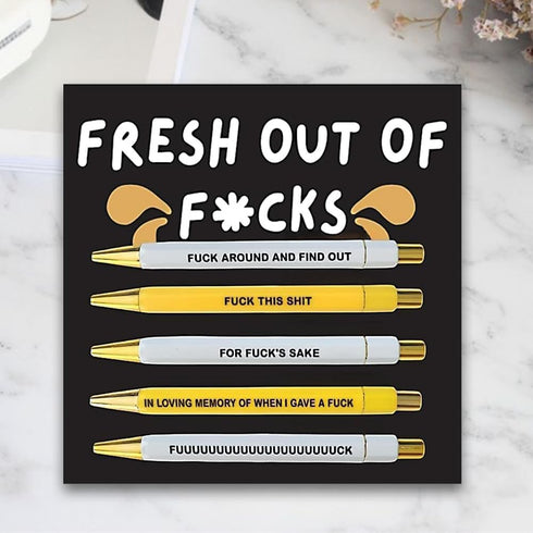 Funny pens,5-Count,Black Ink,Medium Nib 1.0mm,Funny Office Gifts for Coworkers,Personalized Pens Vibrant Funny Quotes Word Daily Pen (BY)...