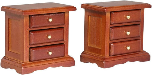 Wooden Dollhouse Night Stands | Set of 2 | Bedside Tables | Dolls House Furniture | 1/12 scale (medium)...