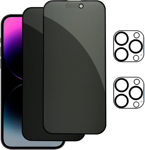 2 Pack Matte Privacy Screen Protector for iPhone 14 Pro Max + 2 Pack Camera Lens Protector, Anti-Spy Anti-Glare Full Coverage Scratch Resistant 9H...