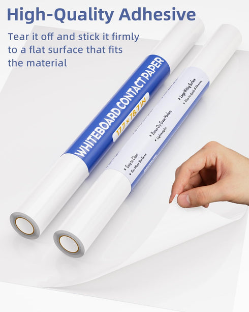 Nicpro 2 Pack Dry Erase Whiteboard Sticker Wall Decal, 17.7" X 78.7"(6.5 ft) Self-Adhesive White Board Peel Stick Paper to Do List with 6 Color Wa...