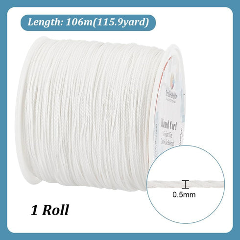 PandaHall Elite 116 Yards 0.5mm Round Waxed Polyester Cord Thread Beading String for Jewelry Making and Macrame Supplies White...