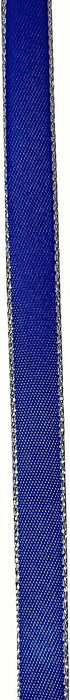 QIANF Royal Blue Double Face Satin Ribbon with Silver Border for Gift Wrapping, Hair Bows, Wedding Party Decoration, Crafts Sewing, Invitation Car...