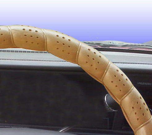 DIY Classic Grip Synthetic Leather Old School Wrap Steering Wheel Cover (Large (16" ND), Beige)...