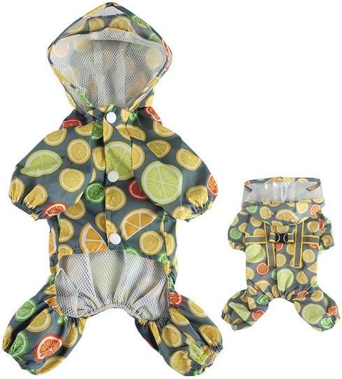 Pet Dog Raincoat Four Legs Reflective Raincoat Orange Pattern Four Seasons Universal...