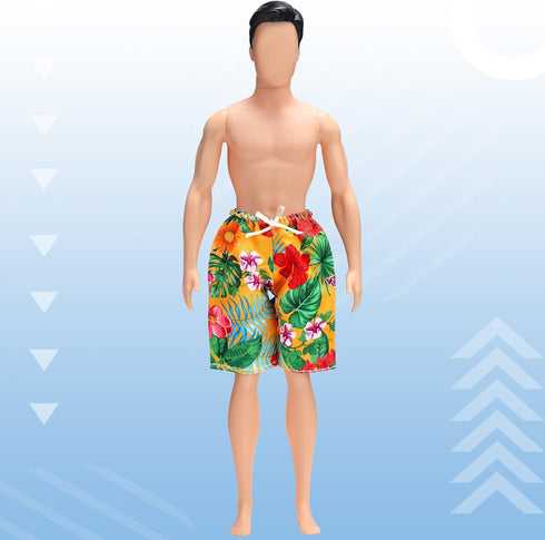 Bencailor 6 Pcs Doll Clothes Boy Doll Beach Shorts Tropical Print Swimsuit Doll Accessories for Boy Dolls (Stylish)...