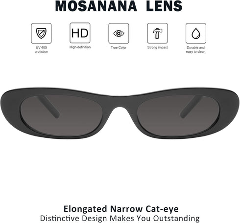 mosanana Elongated Narrow Cat Eye Sunglasses for Women MS52357...
