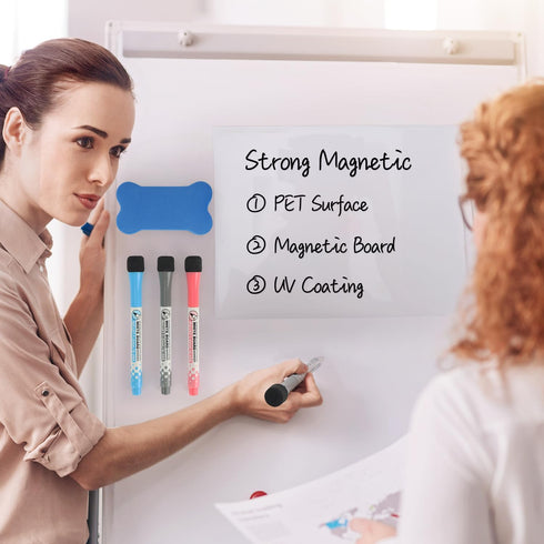 12” X 8”Whiteboard Magnetic Dry Erase Board Self Adhesive for Any Smooth Surface with New Stain Resistant Technology,Home Kitchen Fridge Shopping ...