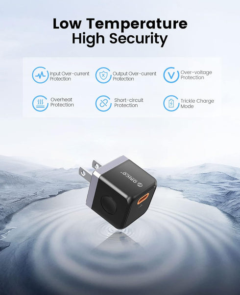 ORICO GaN USB C Charger, 20W Fast Charger Block USB C Wall Charger with USB C to Lightning Cable 3.3ft Compatible with iPhone 14/13/13 Pro Max/12/...