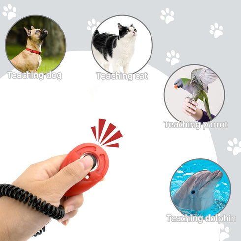 yuntop 4 Pieces Pet Training Clicker with Wrist Strap and Dog Training Treat Pouch Pet Training Clicker for Training Puppy Cats Birds Dog Clicker ...