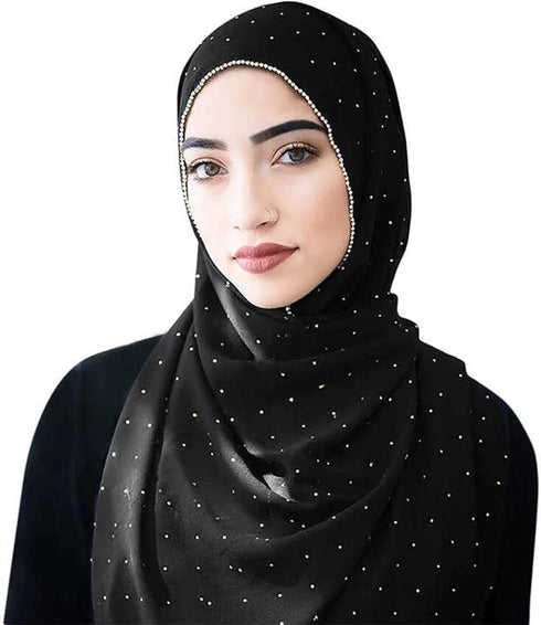Hijab Scarf for Women Soft Chiffon Rhinestone Long Scarf Shawl Fashion Muslim Hijab Head Wrap Scarves...