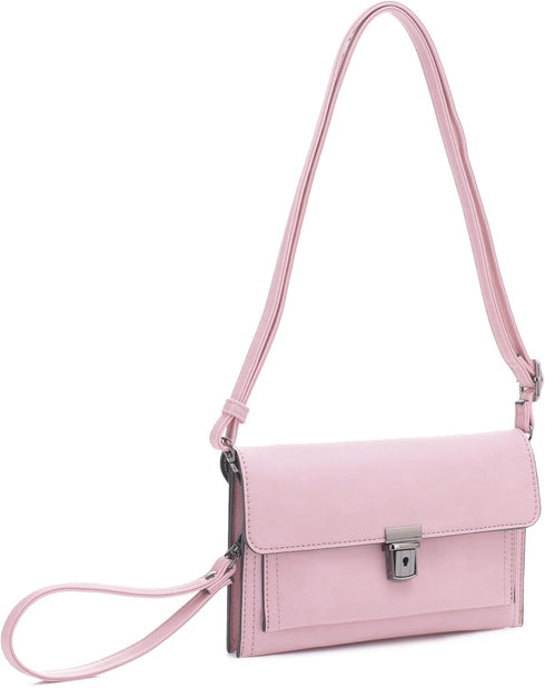 Isabelle Women's Pushlock Shoulder Crossbody Clutch Purse Bag Wristlet...